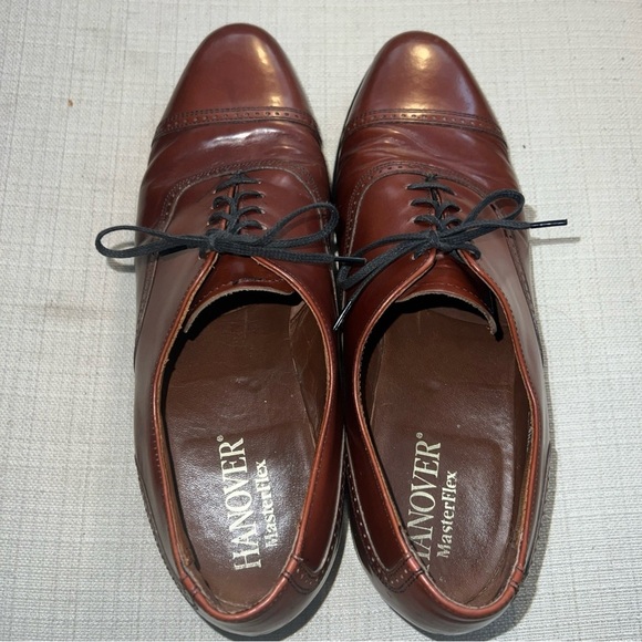 Hanover MasterFlex Cognac Cap Toe Oxfords Men’s Size 10 D/B Vintage GC - Picture 11 of 12
